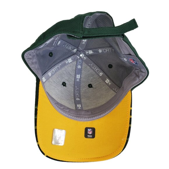 Green Bay Packer Football Cap Hat Adjustable Embroidered Air Vent Green & Gold - Picture 4 of 9